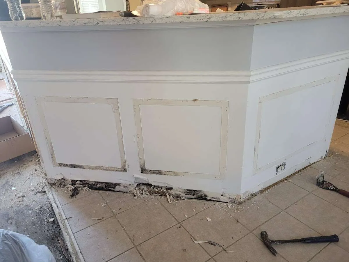 Water damage and mold on kitchen during Storm Damage Restoration in Folsom